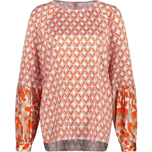 Silk Blouse with Geometric Pattern , female, Sizes: XL, M, S, XS, L - Herzen's Angelegenheit - Modalova