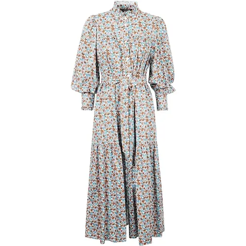 Cotton Floral Print Midi Dress , female, Sizes: L, 2XS, XS - Max Mara Weekend - Modalova
