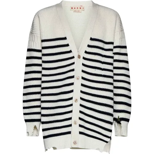 Cardigans, male, , Size: S Striped V-Neck Cardigan Sweaters - Marni - Modalova