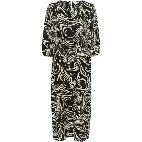 Einfaches Carmen Kleid mit 1/2 Ärmeln , Damen, Größe: 2XS - Kaffe - Modalova