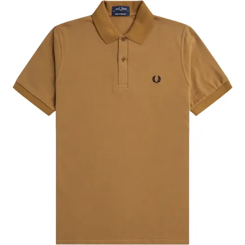 Polo Shirts, male, , Size: 2XS Original Plain Polo Dark Caramel/Navy - Fred Perry - Modalova