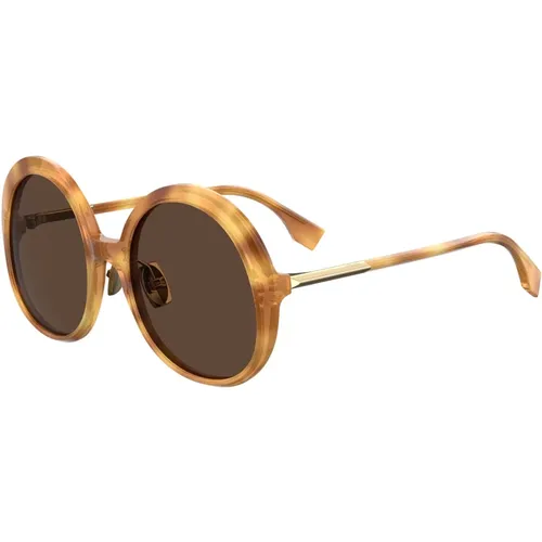 Stylische Sonnenbrille Blonde Havana/,Stylische Sonnenbrille Dunkles Havana/Grau - Fendi - Modalova