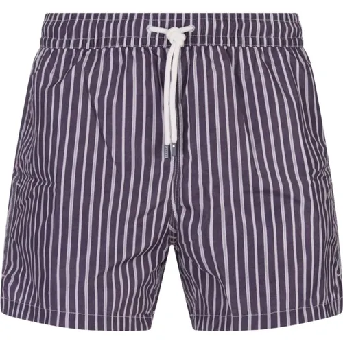 Beachwear, male, , Size: 2XL Purple Striped Swim Shorts - Fedeli - Modalova