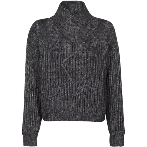 Gerippter Rollkragenpullover mit Logo-Stickerei , Damen, Größe: L - Karl Lagerfeld - Modalova