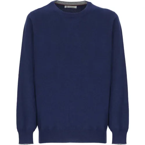 Cashmere Knitwear, male, , Size: 4XL Cashmere Crew Neck Sweater - BRUNELLO CUCINELLI - Modalova