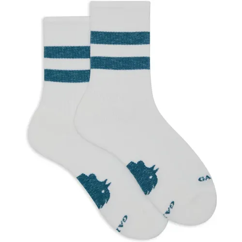 Unisex kurze weiße Baumwoll-Frotteesocken mit kontrastierenden Streifen , unisex, Größe: M - Gallo - Modalova