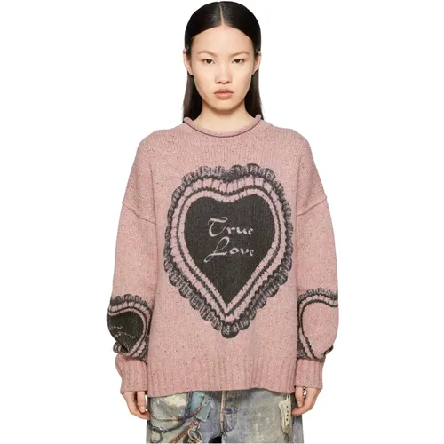 Faded Printed Wool Blend Jumper , Damen, Größe: S - Acne Studios - Modalova