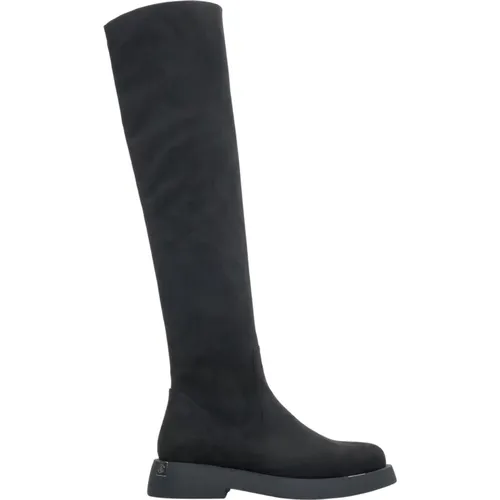 Schwarze Velours Kniehohe Stiefel Er00113851 , Damen, Größe: 36 EU - Estro - Modalova