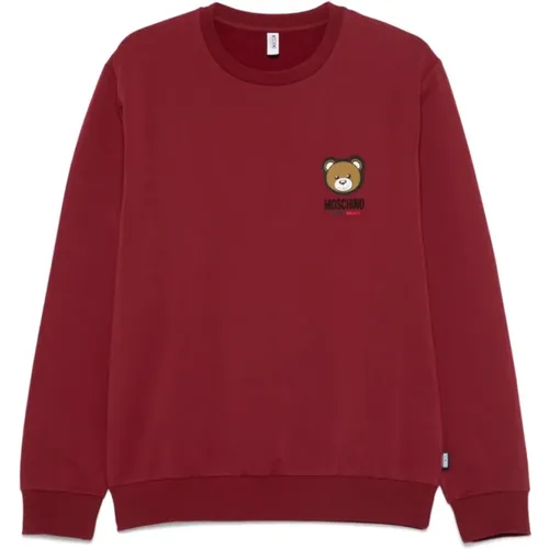 Sweatshirts, male, , Size: S Bordeaux Sweater with Logo Detailing - Moschino - Modalova