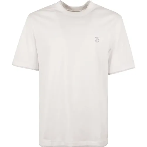 Weißes Baumwoll-Logo-T-Shirt - BRUNELLO CUCINELLI - Modalova