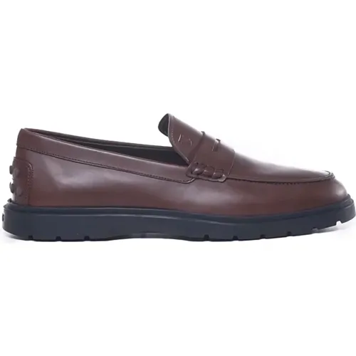 Leder Loafers Gummisohle Made in Italy , Herren, Größe: 41 EU - TOD'S - Modalova