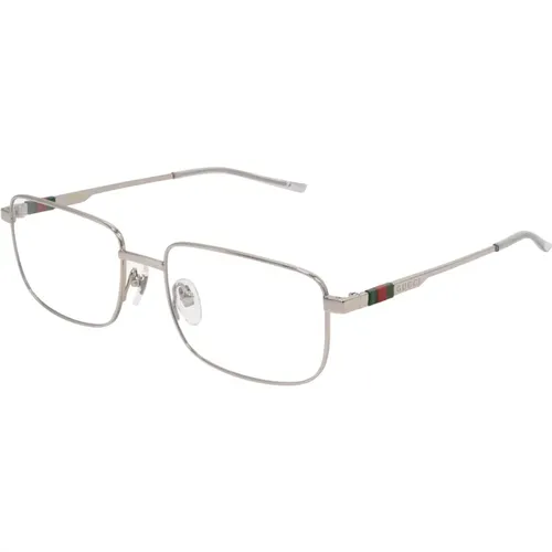 Schwarze Brillenfassungen mit silberner Nasenauflage , unisex, Größe: 55 MM - Gucci - Modalova