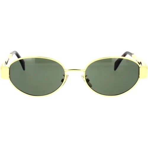 Oval Gold Metall Sonnenbrille - CELINE - Modalova