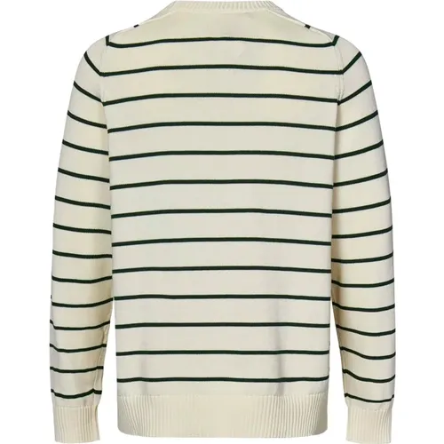 White Striped Crew-neck Sweatshirt , male, Sizes: M, S - Lacoste - Modalova