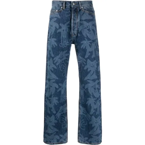 Allover Laser Denim Jeans , male, Sizes: W32 - Palm Angels - Modalova