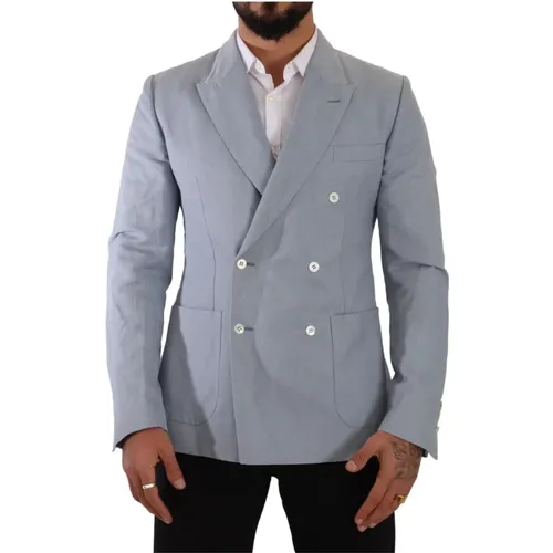 Blazers, male, , Size: L Slim Fit Double Breasted Blazer - Dolce & Gabbana - Modalova