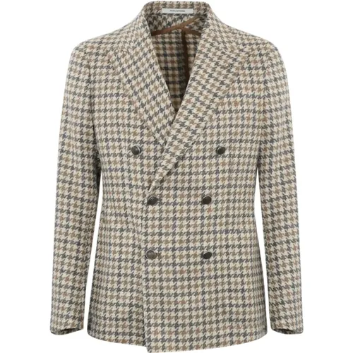 Blazers, male, , Size: L Double-Breasted Wool and Cashmere Jacket - Tagliatore - Modalova