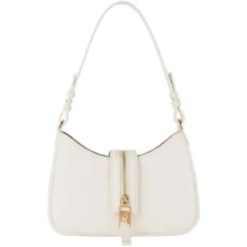 Ivory Hobo Bag with Gold Zipper , female, Sizes: ONE SIZE - Elisabetta Franchi - Modalova