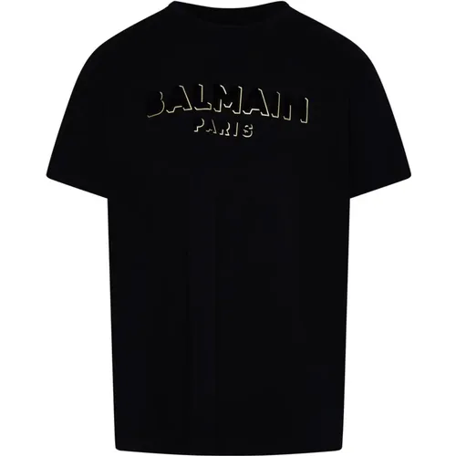 Textured Logo T-Shirt for Men , male, Sizes: XL, 2XL - Balmain - Modalova