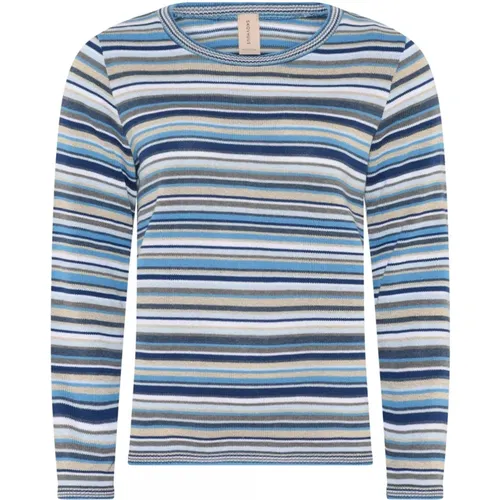 Colorful Striped Pullover Sweater Horizon Blue Melange , female, Sizes: M, 2XL, L, XL, S - Skovhuus - Modalova
