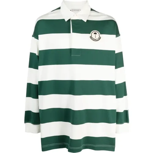 Striped Long Sleeve Polo Shirt , male, Sizes: M - Moncler - Modalova