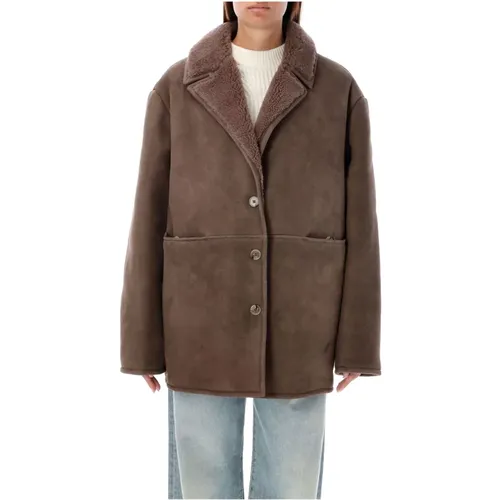 Shearling Coat Taupe Aw24 , female, Sizes: M, S - Loulou Studio - Modalova