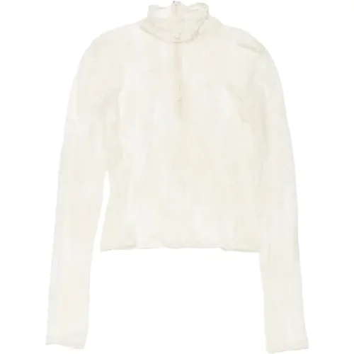 Weiße Jacquard Rollkragen Top , Damen, Größe: M - Acne Studios - Modalova