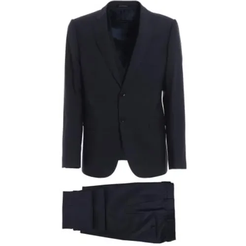 Single Breasted Suits, male, , Size: L Single-Breasted Wool Suit - Emporio Armani - Modalova