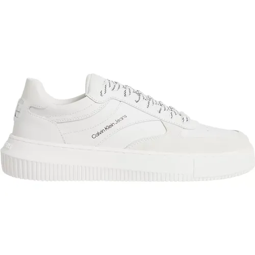 Leather Sneakers with Foam Insole and TPR Sole , female, Sizes: 6 UK, 7 UK, 8 UK - Calvin Klein - Modalova