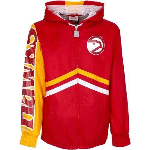 Hoodies, male, , Size: L Atlanta Hawks Windbreaker Full Zip /Yellow - Mitchell & Ness - Modalova