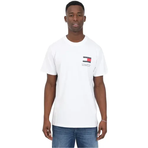 Weiße Baumwoll-Halbarm-T-Shirt für Herren - Tommy Jeans - Modalova