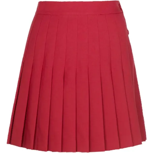 Pleated Mini Skirt with Button Closure , female, Sizes: 2XS - Ottod'Ame - Modalova