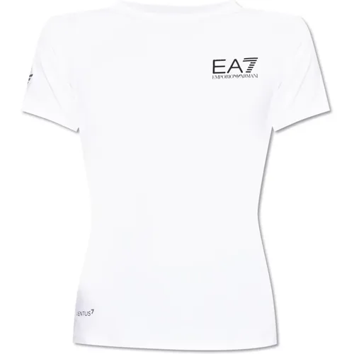 T-shirt with printed logo , female, Sizes: L, XS - Emporio Armani EA7 - Modalova