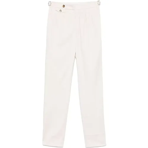 Straight Trousers, male, , Size: M Beige Tailored Pants with Adjustable Waist - BRUNELLO CUCINELLI - Modalova