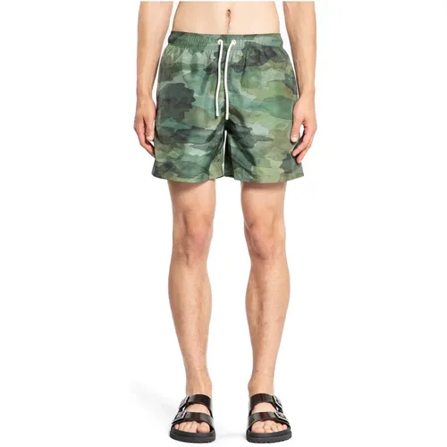 Beachwear, male, , Size: S Camo Logo Swim Shorts - Palm Angels - Modalova