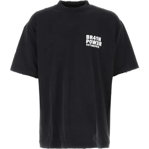 Oversize Schwarzes Baumwollmisch-T-Shirt , Herren, Größe: S - Vetements - Modalova