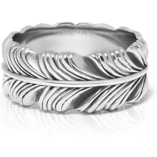 Vintage Silber Feder Ring , Herren, Größe: 64 MM - Nialaya - Modalova