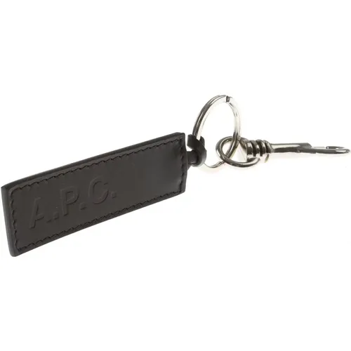 Schwarzer Leder Schlüsselanhänger mit Logo-Detail - A.p.c. - Modalova