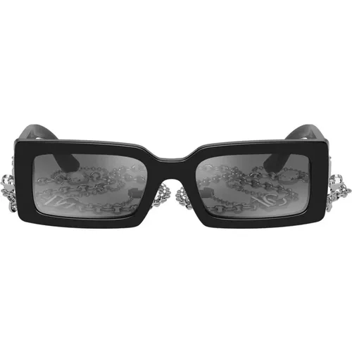 Sunglasses, female, , Size: 53 MM Rectangular Sunglasses with Chain - Dolce & Gabbana - Modalova