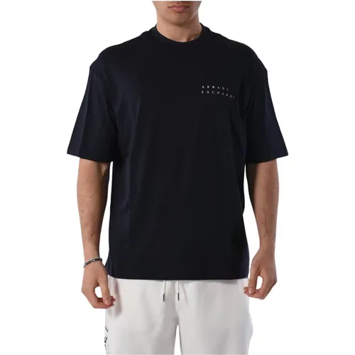 Cotton T-shirt with logo , male, Sizes: S, M, L, XL, 2XL - Armani Exchange - Modalova