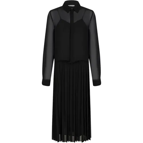 Shirt Dresses, female, , Size: XS Shirt Dress with Pleated Skirt - Ami Paris - Modalova