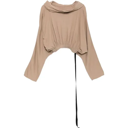 Blouses, female, , Size: ONE SIZE Cropped Hooded Tunic - Rick Owens - Modalova