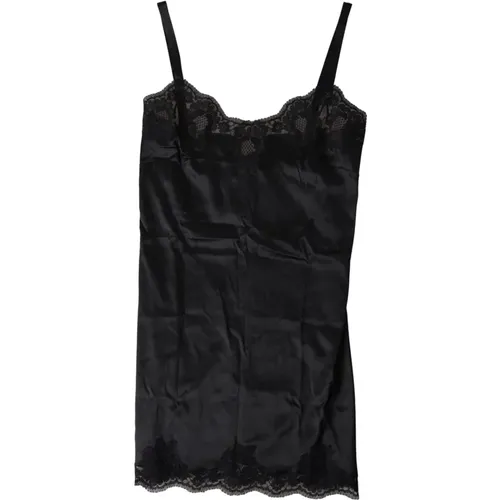 Schwarzes Spitzen Seiden Camisole Top , Damen, Größe: L - Dolce & Gabbana - Modalova