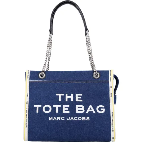 Denim Tote Tasche mit Ledergriff , Damen, Größe: ONE Size - Marc Jacobs - Modalova