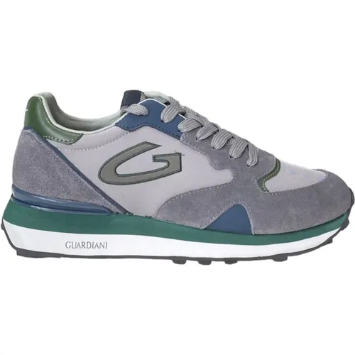 Suede and Nylon Sneaker Grey Green Blue Men , male, Sizes: 7 UK, 6 UK, 10 UK, 8 UK, 9 UK, 11 UK - Alberto Guardiani - Modalova