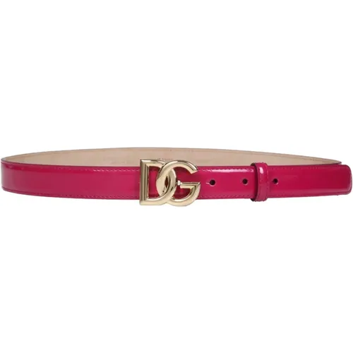 Luxury Cyclamin Belt with Crossed DG Logo , female, Sizes: 85 CM, 80 CM, 75 CM - Dolce & Gabbana - Modalova