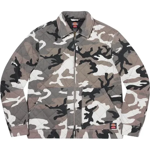 Quilted Work Jacket Grey Camo , male, Sizes: L, M - Supreme - Modalova