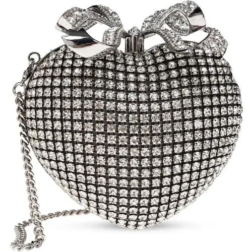 Clutches, female, , Size: ONE SIZE Diamond Silver Clutch Bag - Self Portrait - Modalova