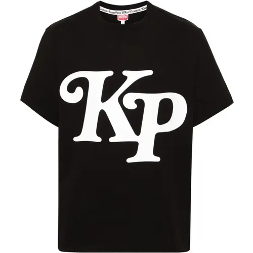 Schwarzes Baumwoll-T-Shirt mit Logo-Print , Herren, Größe: M - Kenzo - Modalova