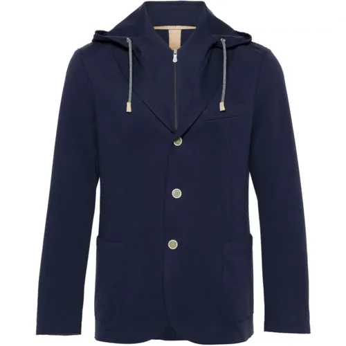 Detachable Hood Blended Cotton Jacket , male, Sizes: 4XL, L, 3XL - Eleventy - Modalova